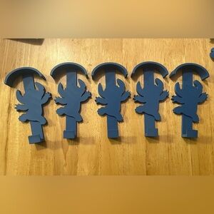 3D Printer Made Stitch Blue Wall Hooks-Bundle of 5.